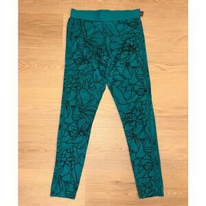 Addidas Pharrell Williams teal green leggings black floral womens size Small